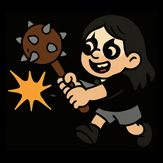 Kid waves a steel morning star